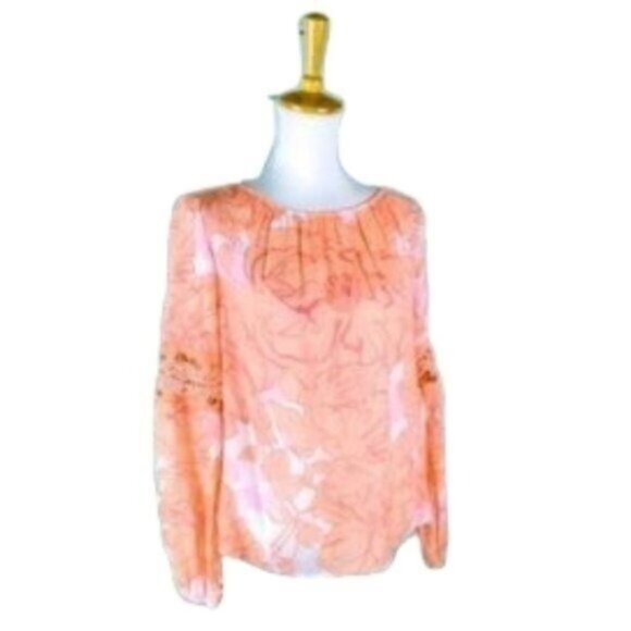 Guess Boho Floral Scoop Back Top Coral Small - Picture 1 of 8